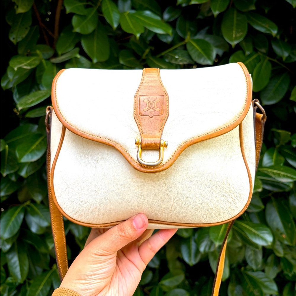 Celine leather white crossbody vintage READ DESCRIPTION